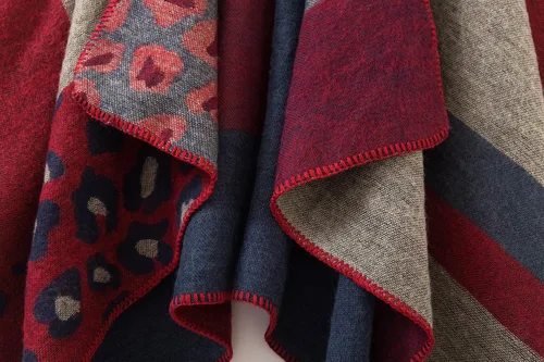 Vista 6 de EXCHIC Chal retro para mujer con parte delantera abierta, poncho para otoño e invierno