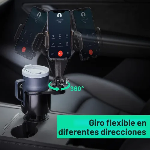 Vista 8 de This Hill Expansor de portavasos para automóvil, base ajustable con soporte para teléfono, rotación de 360°, soporte para teléfono celular