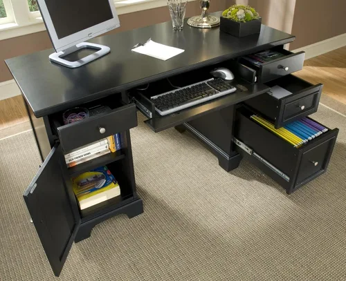 Vista 3 de Homestyles Escritorio de pedestal negro Bedford