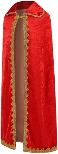 Vista 2 de ODASDO Disfraz de rey y reina para niños y adultos, bata de terciopelo con corona y cetro para Halloween, cosplay, fiesta temática