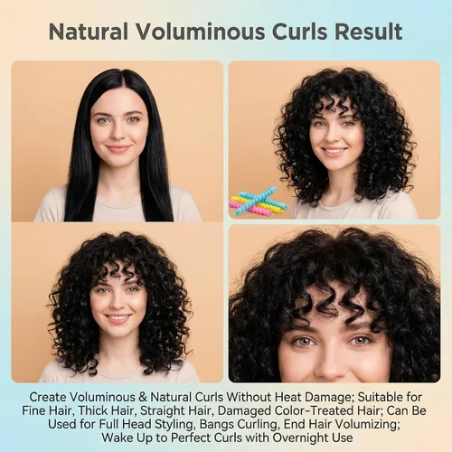 Vista 6 de 18 varillas de plástico en espiral para cabello, peluquería, peluquería, herramientas de salón para mujeres y niñas, colores aleatorios