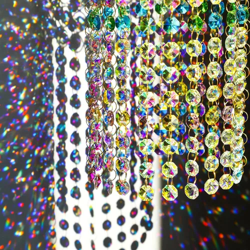 Vista 7 de Atrapasueños de Cristal para Ventana Colgante Campanilla de Viento Jardín Porche Hogar Boda Fiesta Fabricante de Arco Iris Perlas de Cristal
