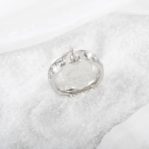 Vista 4 de JINHUI Anillo de compromiso de eternidad para novia, anillo de compromiso con circonita cúbica y dije de corazón colgante