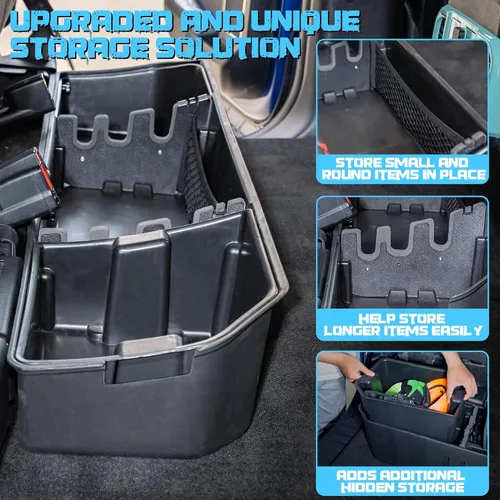Vista 3 de WHALEMOTOR Almacenamiento debajo del asiento Compatible con Ford F150 (2015-2025) y Super Duty (2017-2025) SuperCrew/Crew Cab, Organizador de carga