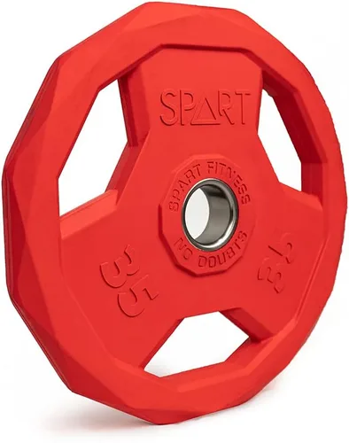 Vista 22 de SPART Placa de peso con código de color de 2 pulgadas, placa de agarre olímpico con revestimiento de goma para barra, placas de peso de hierro 9.9
