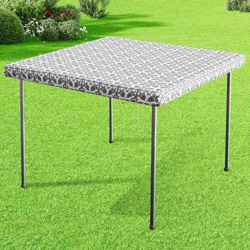 Vista 24 de Misaya - Mantel de vinilo rectangular, mantel elástico con respaldo de franela, 100% impermeable, cubierta de plástico para mesas plegables de 4