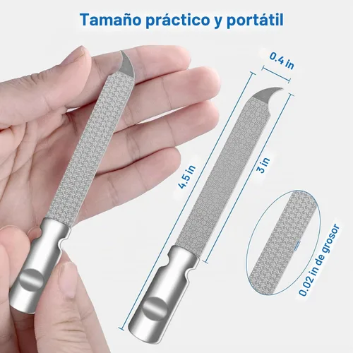 Vista 7 de Lima de uñas de metal para uñas naturales, limas de uñas de acero inoxidable con punta afilada y puntiaguda, funda de lima de uñas de doble cara