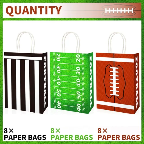 Vista 2 de JAROVOKUWO 24 bolsas de cartón perfectas para niños, regalo de fiesta de fútbol, regalo de cumpleaños, suministros de decoración de fiesta deportiva
