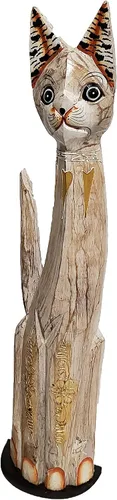 Vista 24 de Gatos de madera surtidos con diferentes patrones (Calico, pequeño y mediano: 24 y 32 pulgadas)
