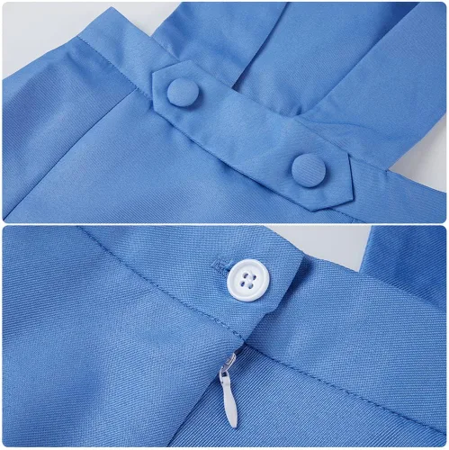 Vista 5 de Vestido de uniforme de escuela secundaria, disfraz de cosplay, camisa de falda azul para mujer