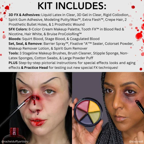 Vista 6 de Mehron Kit de maquillaje especial FX All-Pro con cabezal de práctica Kit completo de escenario profesional incluye cabezal de práctica Efectos