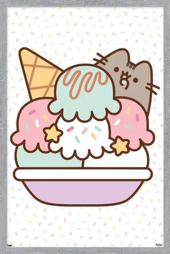 Vista 16 de Trends International Pusheen - Póster de pared de helado, 22.4 pulgadas de largo x 14.7 pulgadas, versión enmarcada en plata Versión con marco