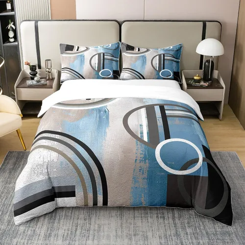 Vista 42 de Erosebridal Juego de ropa de cama de 100 % algodón a cuadros para niños y niñas, funda de edredón a cuadros, funda de edredón moderna geométrica