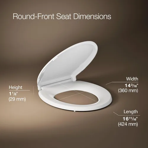 Vista 3 de KOHLER 4639-RL-0 Cachet ReadyLatch Asiento de inodoro redondo con cierre suave, color blanco