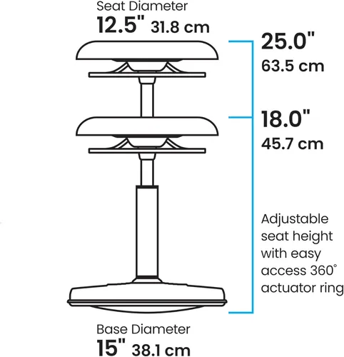 Vista 3 de KORE Design - Silla tambaleante para adolescente/universidad, sillas ergonómicas para computadora, taburete de oficina ajustable seguro, dormitorio