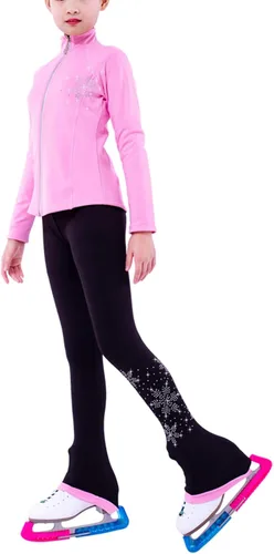 Vista 2 de Chaqueta de patinaje artístico con pantalones para adultos y niños, pantalones largos, patinaje sobre hielo, ropa deportiva cálida, traje