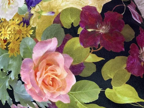 Vista 8 de Funda de cojín floral ligera de lujo, 18 x 18 pulgadas, pintura al óleo retro victoriana de doble cara, fondo negro, flor vibrante, funda de cojín
