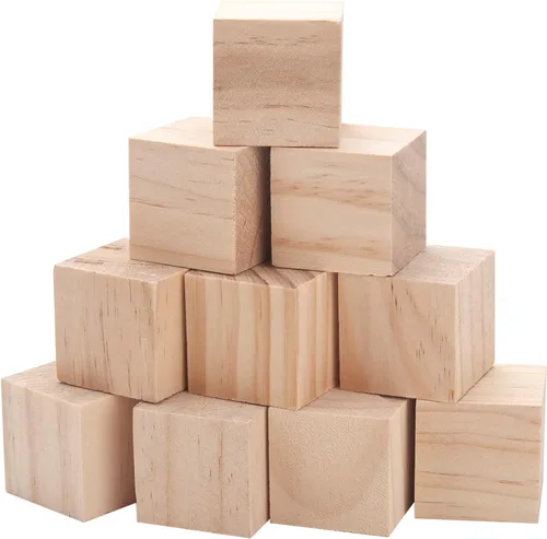 Vista 10 de Cubos de madera para manualidades de 1/2 pulgada, 200 bloques pequeños de madera en blanco para manualidades, baby shower, cuadrados lisos sin