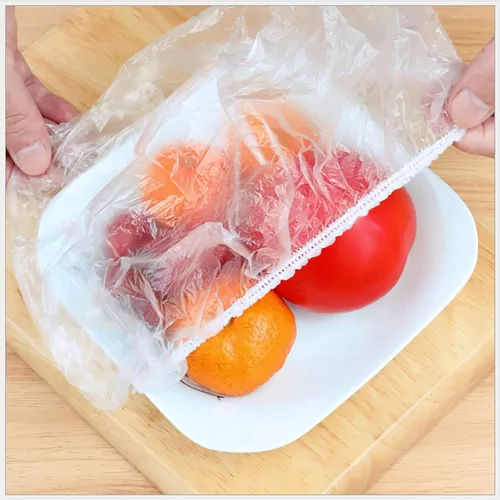 Vista 5 de Bolsa de almacenamiento de alimentos, funda elástica reutilizable para almacenamiento de alimentos, cubierta elástica de plástico para tapas