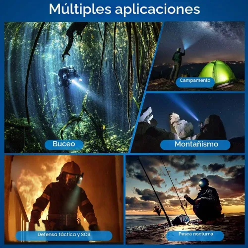 Vista 5 de APLOS AP30 3000lm linterna de buceo con 3 modos, indicador de alimentación, IPX8 impermeable profesional buceo luz