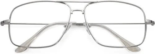 Vista 2 de SCVGVER Gafas de aviador clásicas sin receta con marco de metal, lentes transparentes para mujeres y hombres