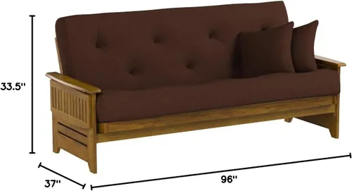 Vista 3 de Nirvana Futons Brentwood - Juego de sofá cama tipo futón con brazo tipo bandeja, marco completo, colchón de microfibra de 8 pulgadas, acabado