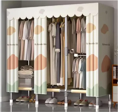 Vista 8 de Armarios grandes Armario grande de metal de acero Perchero de ropa Armario con riel de ropa Armarios para dormitorio de tela gruesa Armario portátil