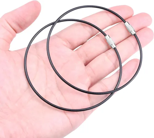 Vista 21 de 100 paquetes de llaveros de cable grandes de 6" con anillo de llavero de metal en masa para etiquetas de equipaje al aire libre (GRUESO: 2MM)