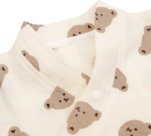 Vista 2 de Newborn Muslin Robe Baby Kimono Onesie Infant Cotton Romper 0-24 Months
