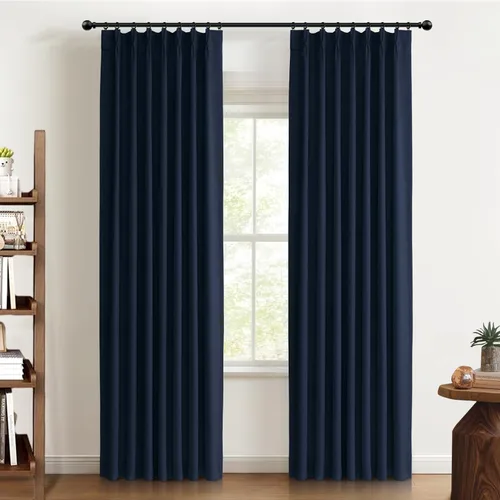 Vista 12 de 100% Blackout Shield Cortinas opacas con textura y aspecto de lino de 72 pulgadas de largo, juego de 2 paneles de cortinas opacas de lino sintético
