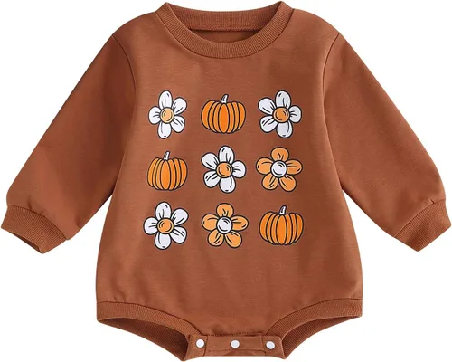 Vista 66 de Ropa de Halloween para bebé niña, sudadera con estampado de calabaza, mameluco de burbujas, lindo traje de Acción de Gracias de otoño