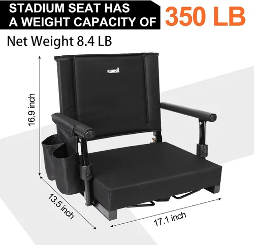 Vista 2 de Asientos acolchados para estadio con respaldo y cojín, silla plegable portátil, asientos plegables para estadio para fútbol, campamento, conciertos