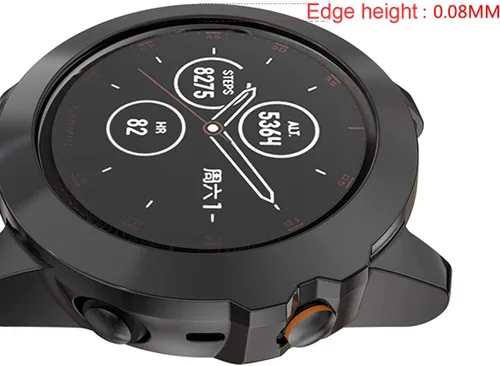 Vista 4 de Compatible con Garmin Fenix 5X/5XPlus/5X Sapphire Case, TPU plateado protector protector para 2.008 in Fenix 5X Watch Case (negro)