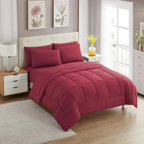 Vista 96 de Sweet Home Collection Juego de edredón de 7 piezas de color sólido para todas las estaciones, manta alternativa de plumón suave y lujosas sábanas