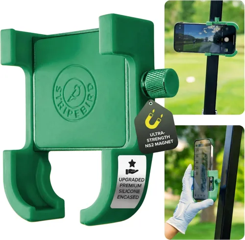 Vista 14 de Stripebird - Soporte Magnético Original para Teléfono de Golf - Accesorio para Carrito de Golf - Montura delgada para Smartphone - Almacena y Accede