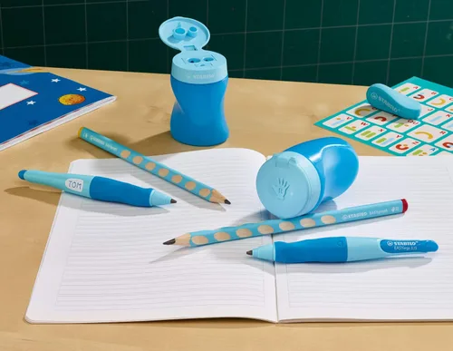 Vista 4 de Afilador ergonómico de contenedores - STABILO EASYsharpener - 3 en 1 - Diestro - Azul