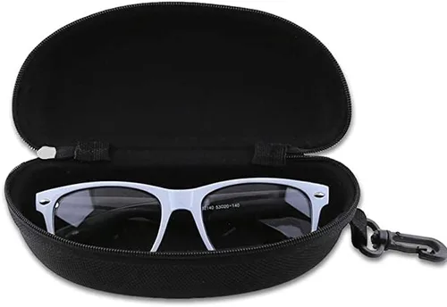 Vista 2 de alladaga Paquete de 3 fundas con cremallera para lentes y gafas de sol con mosquetón de plástico