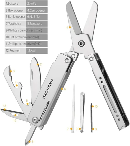 Vista 2 de ROXON M3 13 en 1 Multiherramienta EDC Cuchillo Y Tijeras con Palillo y Pinza Práctica Pequeña y Exquisita Multiherramienta