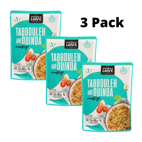 Vista 2 de Kitchen & Love Tabbouleh & Quinoa Medley Bolsa precocinada, lista para microondas, estable en el almacenamiento, sin OMG, sin gluten y lácteos, a