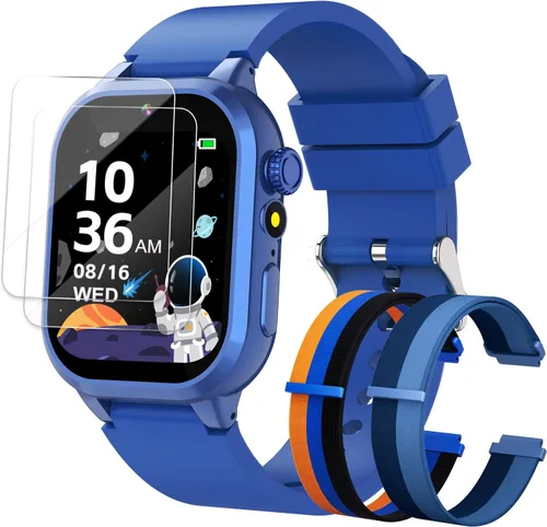 Vista 10 de MOFGDNI Reloj inteligente para niños con 39 juegos, cámara incorporada, grabadora de video, alarma, calculadora, podómetro y varios fondos