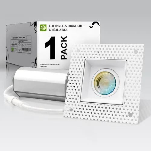 Vista 11 de ASD - Lámpara de techo empotrable LED sin bordes de 2 pulgadas, descendente sin lata con caja de conexiones, 5CCT seleccionable 2700K-5000K, 8W 636