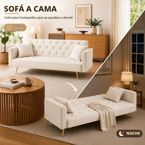 Vista 4 de Anwick - Sofá cama de terciopelo moderno de 72 pulgadas, sofás plegables convertibles con 3 respaldos ajustables, sofá biplaza reclinable copetudo