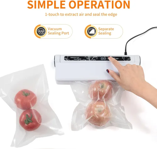 Vista 2 de Máquina selladora al vacío de alimentos – Sellador de preservación de uso doméstico, operación de un solo toque, modos seco y húmedo, extiende