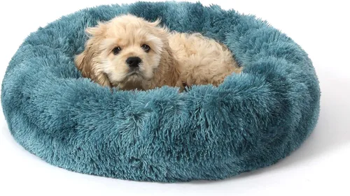 Vista 34 de NOYAL Cama Calmante en Forma de Rosquilla para Perros Pequeños a Medianos y Gatos - Cama de Mascotas de Felpa Sintética Anti-Ansiedad con Funda