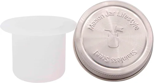 Vista 16 de Mason Jar Lifestyle Taza divisora para ensaladas, salsas y aperitivos. Contenedor de almuerzo Bento sin plástico (gris carbón, boca normal)