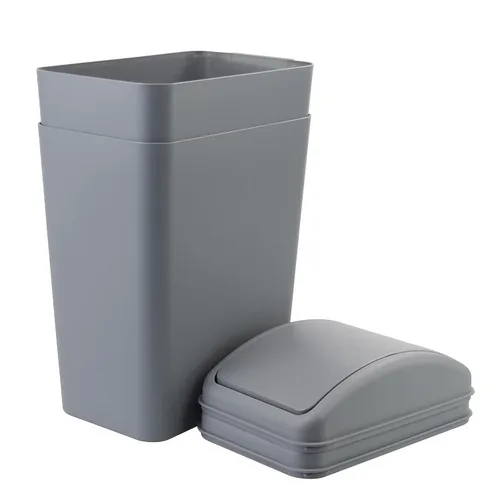 Vista 6 de Cubo de basura con tapa oscilante para cocina, 4 galones/16 L, color gris, paquete de 2