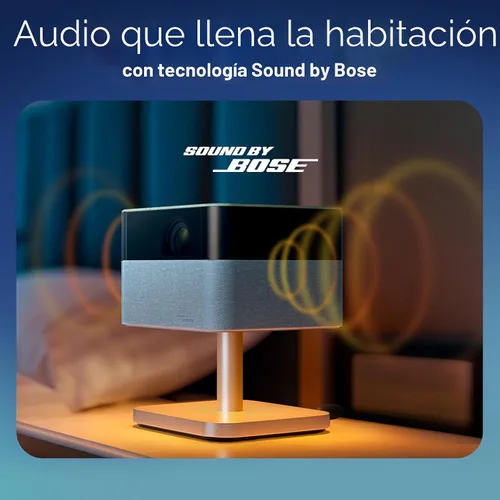 Vista 4 de Epson Lifestudio Flex Plus 4K PRO-UHD - Proyector portátil de estilo de vida, 1000 lúmenes de color y brillo blanco, sonido de Bose, Google TV, Gris