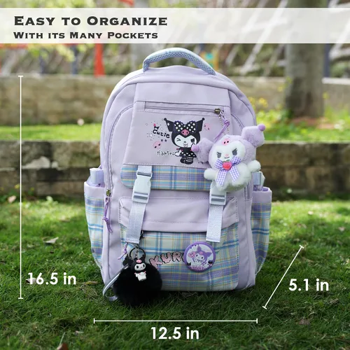 Vista 5 de juju - Mochila Kawaii negra y morada, Púrpura, Mediana, Kawaii