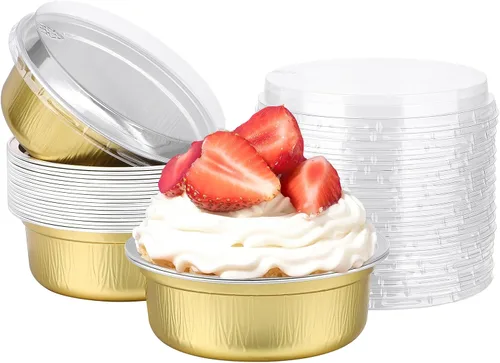 Vista 62 de Beasea Disposable Ramekins with Lids, 50 Pack 8oz 235ml Aluminum Foil Baking Cups with Lids, Aluminum Creme Brulee Ramekins Muffin Cupcake Pudding