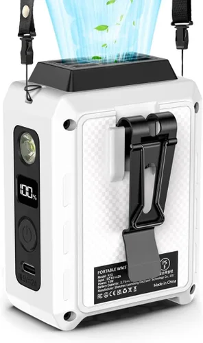 Vista 18 de CAZOKASI Ventilador personal con clip para la cintura, recargable, portátil, manos libres, para viajar, trabajar, al aire libre, oficina